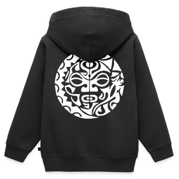 Tête de mort polynésienne blanche - Sweat Premium à capuche zippé enfant bio - noir - Dos - AI Model Kid Male (0cm)