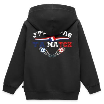 Football France humour supporter idée cadeau sport - Sweat Premium à capuche zippé enfant bio - noir - Dos - AI Model Kid Male (0cm)