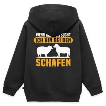Wenn ihr mich sucht ich bin bei den schafen - Kinder Premium Organic Zip Hoodie - Schwarz - Hinten - AI Model Kid Male (0cm)