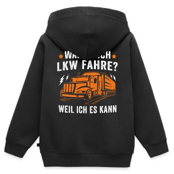 warum ich LKW Fahre weil ich es kann LKW Fahrer - Kinder Premium Organic Zip Hoodie - Schwarz - Hinten - AI Model Kid Male (0cm)