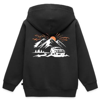 off road 4x4 offroad off-road vehicle - Sweat Premium à capuche zippé enfant bio - noir - Dos - AI Model Kid Male (0cm)