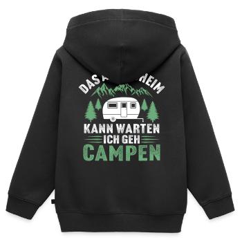 das altersheim kann warten ich geh campen - Kinder Premium Organic Zip Hoodie - Schwarz - Hinten - AI Model Kid Male (0cm)