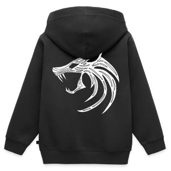 Weißer dämonischer Wolf - Kinder Premium Organic Zip Hoodie - Schwarz - Hinten - AI Model Kid Male (0cm)