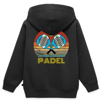 PADEL RAQUETTES SUNSET - Sweat Premium à capuche zippé enfant bio - noir - Dos - AI Model Kid Male (0cm)