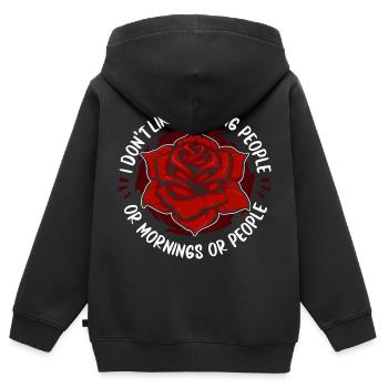 Rose Roses Rose Garden Jardinier - Sweat Premium à capuche zippé enfant bio - noir - Dos - AI Model Kid Male (0cm)