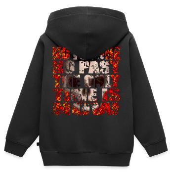 The only time is now Skull R6Z - Kids Premium Organic Zip-up Hoodie - black - Back - AI Model Kid Male (0cm)