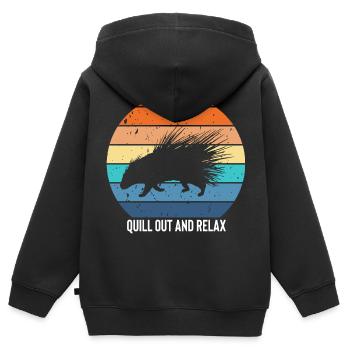 Porcupine designs for hedgehog porcupine fan - Kids Premium Organic Zip-up Hoodie - black - Back - AI Model Kid Male (0cm)