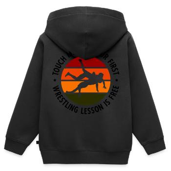 Grappling Martial Arts Wrestling - Kinder Premium Organic Zip Hoodie - Schwarz - Hinten - AI Model Kid Male (0cm)