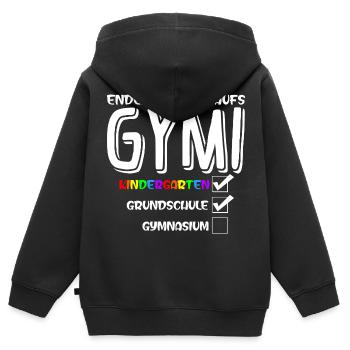 Endlich gehts auf Gymi - Einschulung Gymnasium - Kinder Premium Organic Zip Hoodie - Schwarz - Hinten - AI Model Kid Male (0cm)