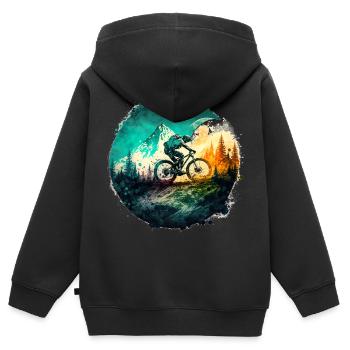 VTT BMX VTT Bike Street Trial Outdoor - Sweat Premium à capuche zippé enfant bio - noir - Dos - AI Model Kid Male (0cm)