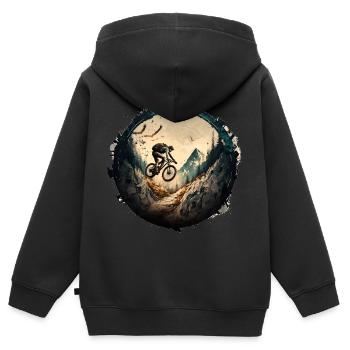 Mountainbike BMX MTB Fahrrad Street Trial Outdoor - Kinder Premium Organic Zip Hoodie - Schwarz - Hinten - AI Model Kid Male (0cm)