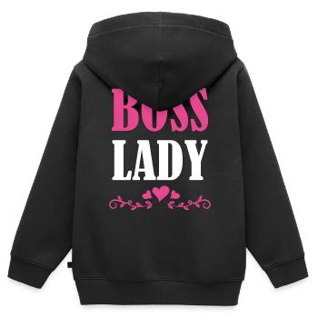 Boss Queen Gift Femmes Filles Dame - Sweat Premium à capuche zippé enfant bio - noir - Dos - AI Model Kid Male (0cm)