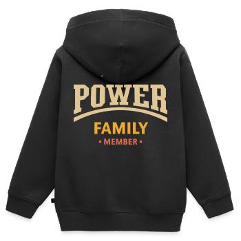 Power Family Member (Familie / Mitglied / 4C) - Kinder Premium Organic Zip Hoodie - Schwarz - Hinten - AI Model Kid Male (0cm)
