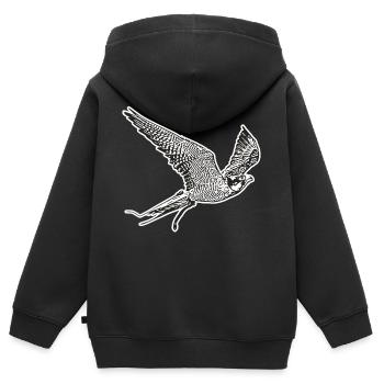 Falke im Flug - Kinder Premium Organic Zip Hoodie - Schwarz - Hinten - AI Model Kid Male (0cm)