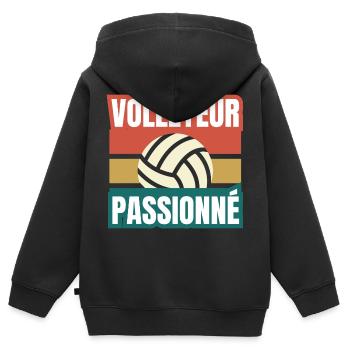 volleyeur passionné - Sweat Premium à capuche zippé enfant bio - noir - Dos - AI Model Kid Male (0cm)