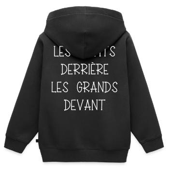 les petits derrière - Sweat Premium à capuche zippé enfant bio - noir - Dos - AI Model Kid Male (0cm)