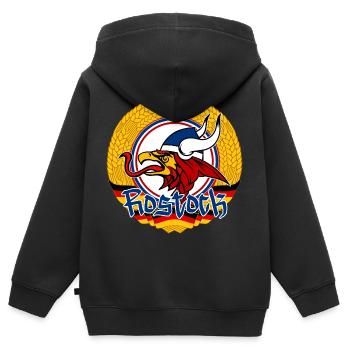 Rostock Rostocker DDR Ährenkranz - Kinder Premium Organic Zip Hoodie - Schwarz - Hinten - AI Model Kid Male (0cm)