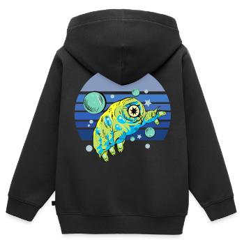 Tardigrade Blue Retro - Kids Premium Organic Zip-up Hoodie - black - Back - AI Model Kid Male (0cm)