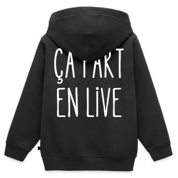 ça part en live - Sweat Premium à capuche zippé enfant bio - noir - Dos - AI Model Kid Male (0cm)