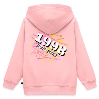 1998 Édition limitée - Sweat Premium à capuche zippé enfant bio - rose - Dos - AI Model Kid Female (0cm)