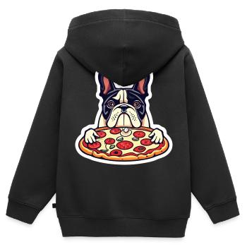Pizza - Kinder Premium Organic Zip Hoodie - Schwarz - Hinten - AI Model Kid Male (0cm)