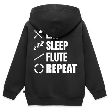 Eat Sleep Flute Repeat - Kinder Premium Organic Zip Hoodie - Schwarz - Hinten - AI Model Kid Male (0cm)