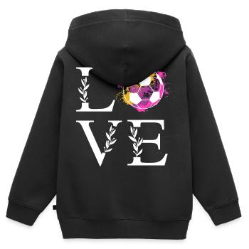 Fußball Mädchen LOVE Herzschlag Fußballerin - Kinder Premium Organic Zip Hoodie - Schwarz - Hinten - AI Model Kid Male (0cm)