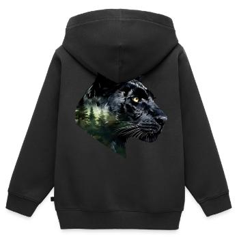 Panthère - Sweat Premium à capuche zippé enfant bio - noir - Dos - AI Model Kid Male (0cm)