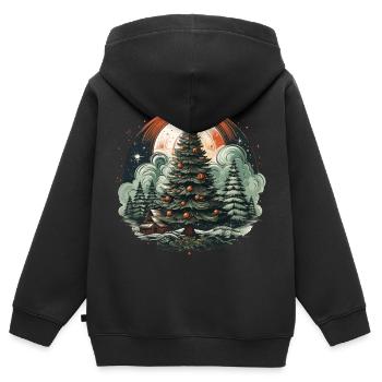 Weihnachtsbaum - Kinder Premium Organic Zip Hoodie - Schwarz - Hinten - AI Model Kid Male (0cm)