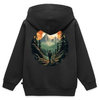 Forest Nature Trekking Adventure - Kids Premium Organic Zip-up Hoodie - black - Back - AI Model Kid Male (0cm)