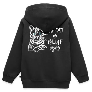 Mon chat a les yeux bleus - Sweat Premium à capuche zippé enfant bio - noir - Dos - AI Model Kid Male (0cm)
