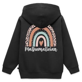 Mathématicien Arc-en-ciel Léopard Drôle Mathématicien - Sweat Premium à capuche zippé enfant bio - noir - Dos - AI Model Kid Male (0cm)