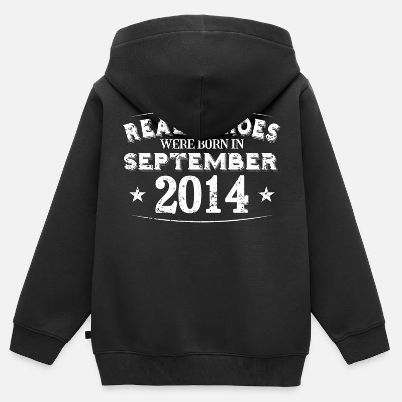 Real Heroes sont nés en Septembre 2014 Anniversaire - Sweat Premium à capuche zippé enfant bio - noir