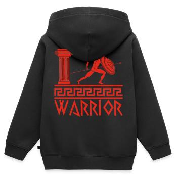Roter antiker griechischer Krieger - Kinder Premium Organic Zip Hoodie - Schwarz - Hinten - AI Model Kid Male (0cm)