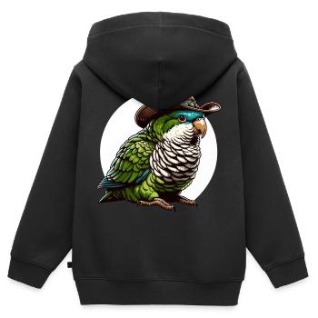 Quäker Papagei Mönch Sittich - Kinder Premium Organic Zip Hoodie - Schwarz - Hinten - AI Model Kid Male (0cm)