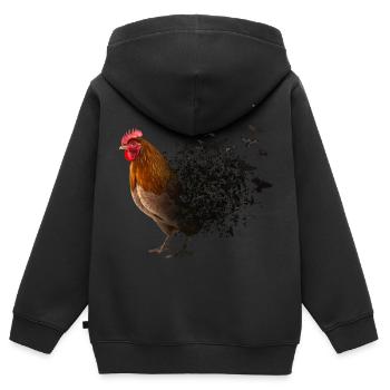 Huhn - Kinder Premium Organic Zip Hoodie - Schwarz - Hinten - AI Model Kid Male (0cm)