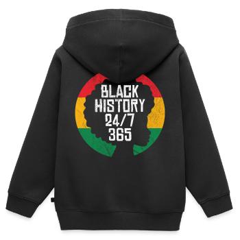 Schwarze Geschichte 247 365 - Kinder Premium Organic Zip Hoodie - Schwarz - Hinten - AI Model Kid Male (0cm)