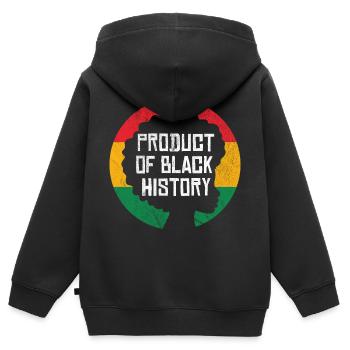Produkt der Schwarzen Geschichte - Kinder Premium Organic Zip Hoodie - Schwarz - Hinten - AI Model Kid Male (0cm)
