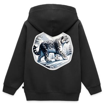 Snow Leopard Leopard White Leopard - Kids Premium Organic Zip-up Hoodie - black - Back - AI Model Kid Male (0cm)