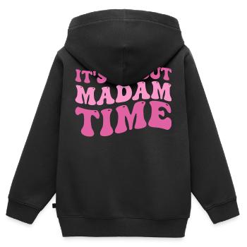 Es geht darum, dass Madame Time Humor sarkastisch lustig sagt - Kinder Premium Organic Zip Hoodie - Schwarz - Hinten - AI Model Kid Male (0cm)