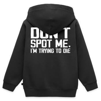 Don't Spot Me Im Trying To Die Gym Skull Pump Cover - Kinder Premium Organic Zip Hoodie - Schwarz - Hinten - AI Model Kid Male (0cm)