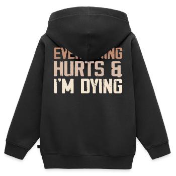 Alles tut weh und ich sterbe - Kinder Premium Organic Zip Hoodie - Schwarz - Hinten - AI Model Kid Male (0cm)