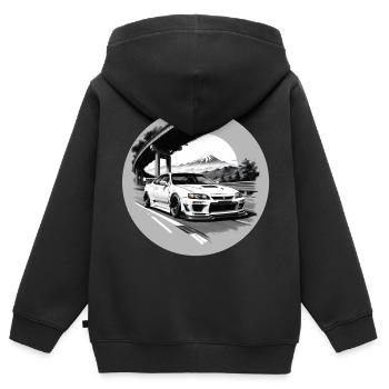 JDM Sportcar tuning Driftcar Voiture Cadeau PS - Sweat Premium à capuche zippé enfant bio - noir - Dos - AI Model Kid Male (0cm)