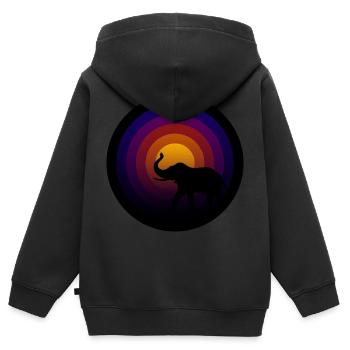 Schallplatte mit Elefanten Groove - Kinder Premium Organic Zip Hoodie - Schwarz - Hinten - AI Model Kid Male (0cm)