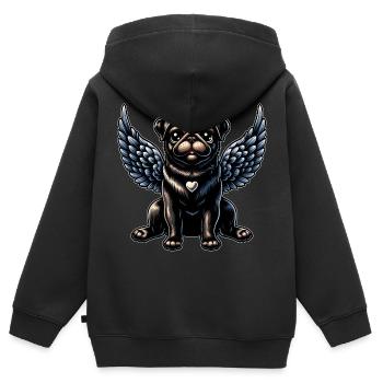 Süßer Mops Engel Gotisch Barock Stil - Kinder Premium Organic Zip Hoodie - Schwarz - Hinten - AI Model Kid Male (0cm)