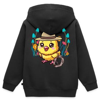 animaux mignons poussin wild west enfants enfant - Sweat Premium à capuche zippé enfant bio - noir - Dos - AI Model Kid Male (0cm)