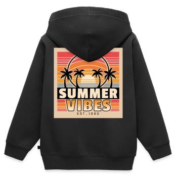 Summer Vibes mit Insel-Feeling als Geschenkidee - Kinder Premium Organic Zip Hoodie - Schwarz - Hinten - AI Model Kid Male (0cm)