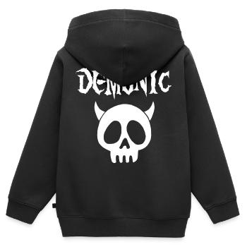 White Demonic Skull - Kids Premium Organic Zip-up Hoodie - black - Back - AI Model Kid Male (0cm)