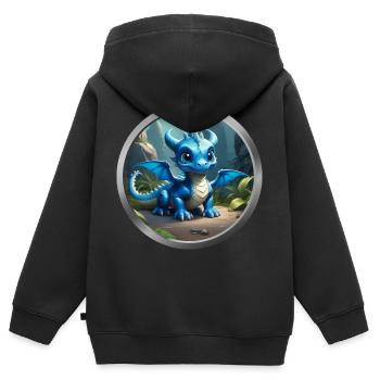 Dragon Animal - 2 - Kids Premium Organic Zip-up Hoodie - black - Back - AI Model Kid Male (0cm)