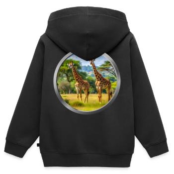 Giraffe Animal - 2 - Kids Premium Organic Zip-up Hoodie - black - Back - AI Model Kid Male (0cm)